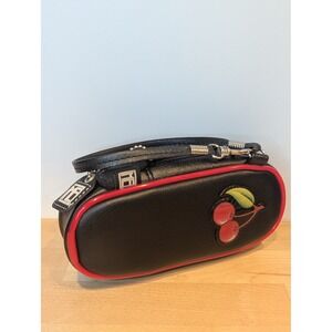 ME Made For Leather Black Cherry Print Handle Bag Cute Novelty Purse‎